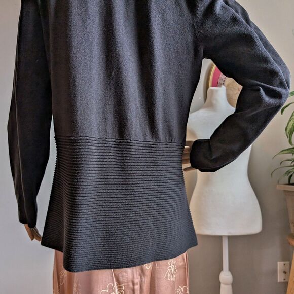 INC Knit Cardigan Sweater Faux Suede Fur Open Knit Size Large - Picture 10 of 10